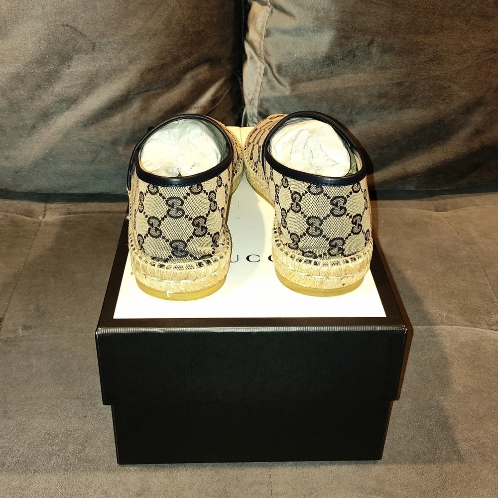 EUC GUCCI MEN'S GG CANVAS ESPADRILLES SIZE 7